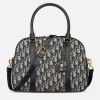 Large D Vibe Bowling Bag Blue Dior Oblique Jacquard M1341UT