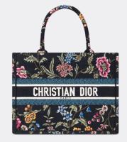 MEDIUM DIOR BOOK TOTE Black Multicolor Dior Petites Fleurs Embroidery M1296Z 33