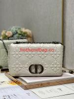 MEDIUM DIOR CARO BAG Cannage Calfskin with Diamond Motif M9241UW white&black