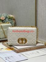 MEDIUM DIOR CARO BAG Cannage Calfskin with Diamond Motif M9242UW white&gold