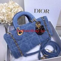DIOR MEDIUM LADY D JOY BAG Cannage Denim M0540O blue