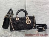 MEDIUM LADY D JOY BAG Patent Cannage Calfskin M0540ON BLACK