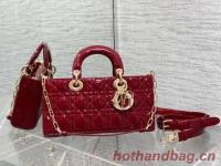 MEDIUM LADY D JOY BAG Patent Cannage Calfskin M0540ON RED
