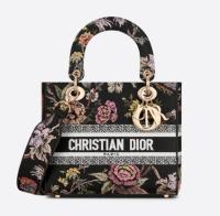 MEDIUM LADY D LITE BAG Black Multicolor Dior Jardin Botanique Embroidery M0565O