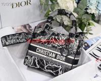 MEDIUM LADY D LITE BAG Embroidery M0566BRC BLACK