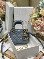 MICRO DIORAMOUR LADY DIOR BAG S08568 Gray & Gold Tone Metal