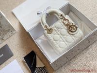 MICRO DIORAMOUR LADY DIOR BAG S08568 White & Gold Tone Metal