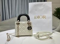 Mini Lady Dior Bag Two Tone Latte and black Cannage Lambskin M0505ONI