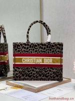 SMALL DIOR BOOK TOTE Embroidery C1287 2 Brown Leopard Print