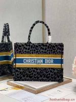 SMALL DIOR BOOK TOTE Embroidery C1287 4 Black&gray Leopard Print