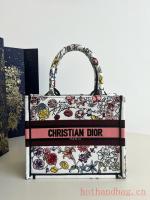 SMALL DIOR BOOK TOTE White Multicolor Florilegio Embroidery M1296ZRG