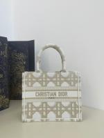 SMALL DIOR BOOK TOTE White and Gold Tone Macrocannage Embroidery M1296ZRf