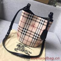 BURBERRY Banner small vintage check and leather tote Bag 1581 black BURBERRY Banner small vintage check and leather tote Bag 1581 black
