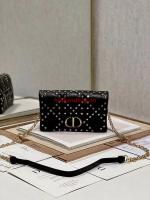 DIOR CARO MACROCANNAGE POUCH Macrocannage Calfskin with Star Motif S5135UNH black&gold DIOR CARO MACROCANNAGE POUCH Macrocannage Calfskin with Star Motif S5135UNH black&gold