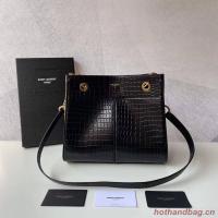 SAINT LAURENT CASSANDRA IN CROCODILE EMBOSSED SHINY LEATHER Y862028 black