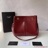 SAINT LAURENT CASSANDRA IN CROCODILE EMBOSSED SHINY LEATHER Y862028 red