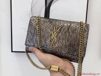 SAINT LAURENT Kate Snake Leather croc embossed Shoulder Bag 474366 Gold