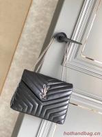 SAINT LAURENT LOULOU MEDIUM IN MATELASSE LEATHER 459749 black&Ancient silver