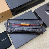SAINT LAURENT MANHATTAN CLUTCH IN CROCODILE EMBOSSED LEATHER 695949 black