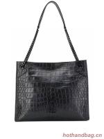 SAINT LAURENT NIKI MEDIUM SHOPPING BAG IN CRINKLED LEATHER Y577999 black