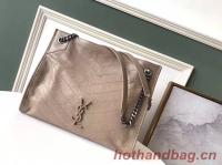 SAINT LAURENT NIKI MEDIUM SHOPPING BAG IN CRINKLED VINTAGE LEATHER 5814 Chestnut