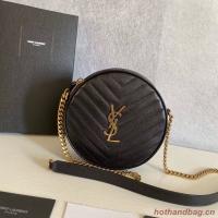 VINYLE ROUND CAMERA BAG IN CHEVRON QUILTED SMOOTH LEATHER Y610436 black