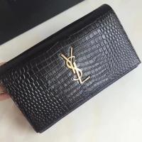Saint Laurent mini Croco Leather Cross body Shoulder Bag 360458 Black