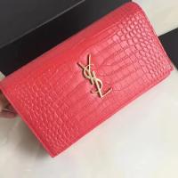 Saint Laurent mini Croco Leather Cross body Shoulder Bag 360458 Red