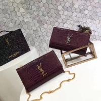 Saint Laurent mini Croco Leather Cross body Shoulder Bag Y2811 Wine