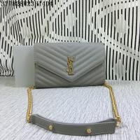 YSL Classic Monogramme Flap Bag Cannage Pattern Y377828L Grey