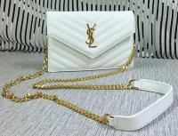 YSL Classic Monogramme Flap Bag Cannage Pattern Y377828S White