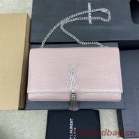 YSL KATE MEDIUM WITH TASSEL IN CROCODILE EMBOSSED SHINY LEATHER B377829 pink