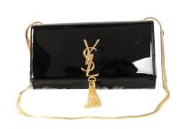 YSL Monogramme Cross body Shoulder Bag Patent Leather Y311214 Black