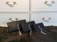YSL Monogramme Cross body Shoulder Bag Snake Leather Y31128 Black