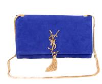 YSL Monogramme Cross body Shoulder Bag Suede Leather Y311214 Blue
