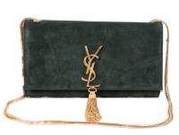 YSL Monogramme Cross body Shoulder Bag Suede Leather Y311214 Green