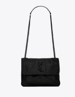 YSL NIKI MEDIUM IN CROCODILE EMBOSSED LEATHER 498894 black