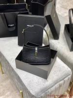 YSL LE 5 A 7 HOBO BAG IN CROCODILE EMBOSSED SHINY LEATHER Y687228 black