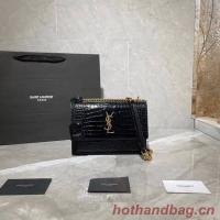 Yves Saint Laurent Calfskin Leather Shoulder Bag Y542206A Black&gold Tone Metal