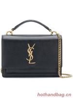 Yves Saint Laurent Calfskin Leather Shoulder Bag Y533036 black&gold Tone Metal