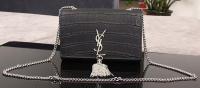 Yves Saint Laurent Croco Leather Cross body Shoulder Bag 1311224 Black