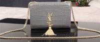 Yves Saint Laurent Croco Leather Cross body Shoulder Bag 1311224 Grey