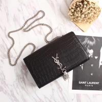Yves Saint Laurent Croco Leather Cross body Shoulder Bag 131224 Black