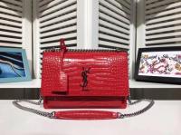 Yves Saint Laurent Croco Leather Cross body Shoulder Bag Y00931 Red