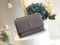 Yves Saint Laurent Cross body Original Leatehr Shoulder Bag Y8607 Grey
