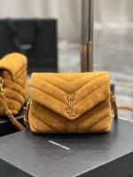 Yves Saint Laurent LOULOU SMALL BAG IN Y QUILTED SUEDE 77761 CINNAMON