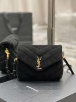 Yves Saint Laurent LOULOU SMALL BAG IN Y QUILTED SUEDE 77761 black