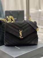 Yves Saint Laurent LOULOU large BAG IN Y QUILTED SUEDE Y787216 black