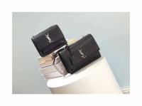 Yves Saint Laurent Leather Cross body Shoulder Bag Y8004 Black