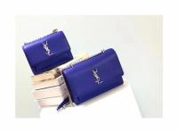 Yves Saint Laurent Leather Cross body Shoulder Bag Y8004 Blue